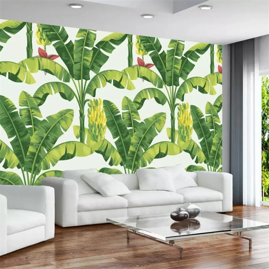 beibehang מותאם אישית גדולה טפט 3D מודרני מינימליסטי יער גשם טרופי צמח עלה הבננה גן ציור קיר רקע קיר נייר