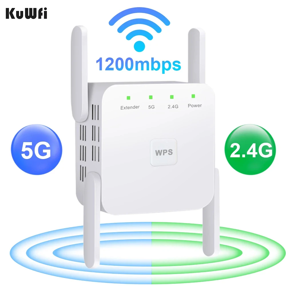 KuWfi 2.4 G 5G Wifi מהדר 1200Mbps Wi-fi הנתב ארוך טווח מגבר אות Wifi מגבר אלחוטי Wi-fi חזרה הביתה באינטרנט