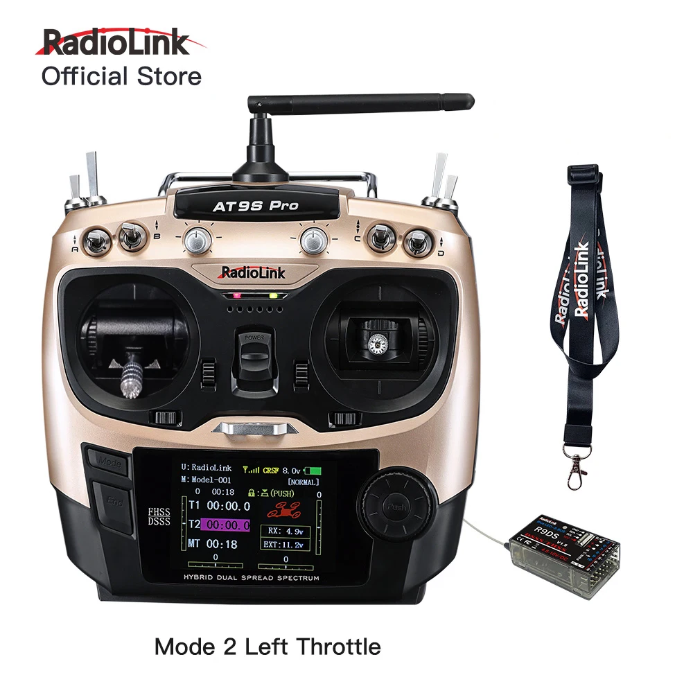 Radiolink AT9S Pro 12 ערוצים 2.4 G RC משדר רדיו בקר תמיכה צולבת פרוטוקול עם RX R9DS כנף קבועה.