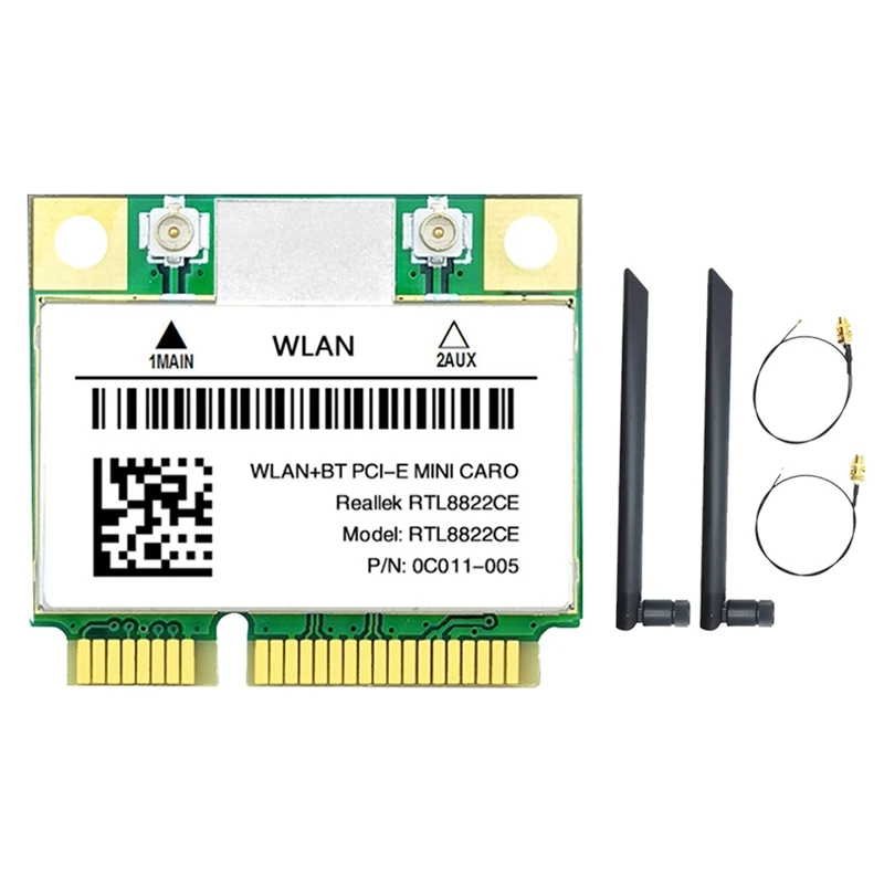 RTL8822CE Wifi כרטיס+2Xantenna 1200Mbps 2.4 G+5Ghz-802.11 AC רשת Mini Pcie BT 5.0 תמיכה הנייד/מחשב Windows 10/11