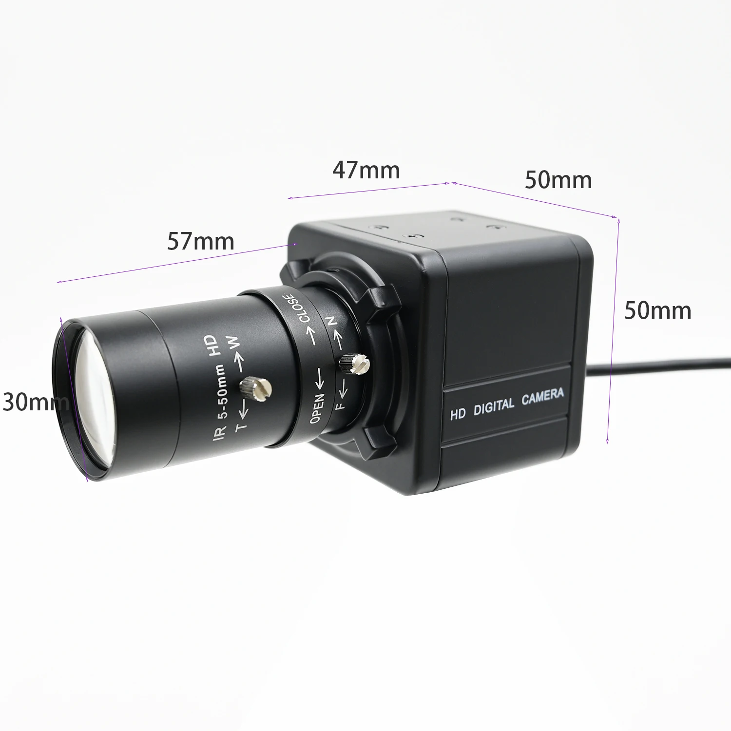 5MP מצלמת USB HD WDR דינמי רחב מיני קופסא עם מצלמת 5-50mm 2.8-12mm Varifocal CS העדשה PS5520 30fps 2592x1944, שידור חי