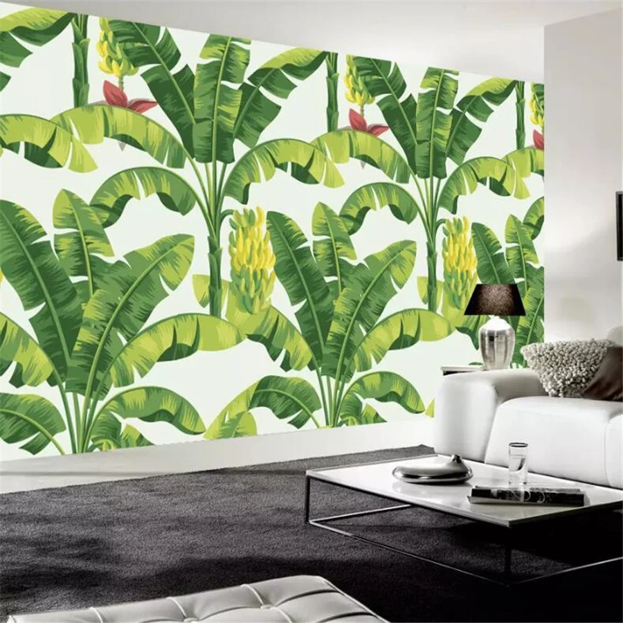 beibehang מותאם אישית גדולה טפט 3D מודרני מינימליסטי יער גשם טרופי צמח עלה הבננה גן ציור קיר רקע קיר נייר