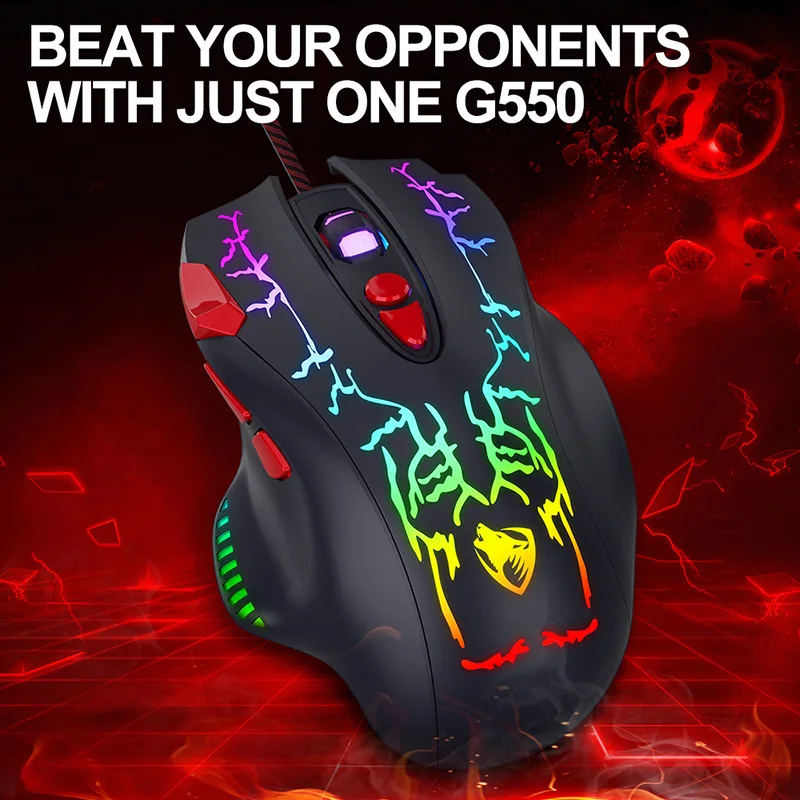 G550 המשחק עכבר 8 לחצן RGB זוהר קווי העכבר על ספורט אלקטרוני 6400dpi עכברים משחקים