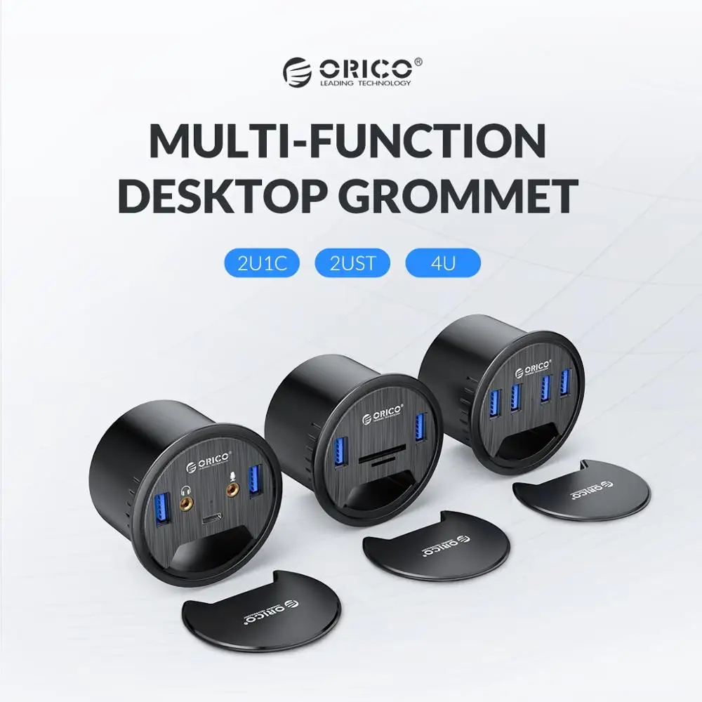 ORICO שולחן העבודה Grommet USB 3.0 HUB עם אוזניות מיקרופון יציאת סוג C כרטיס הקורא OTG מתאם מפצל למחשב נייד שולחן העבודה