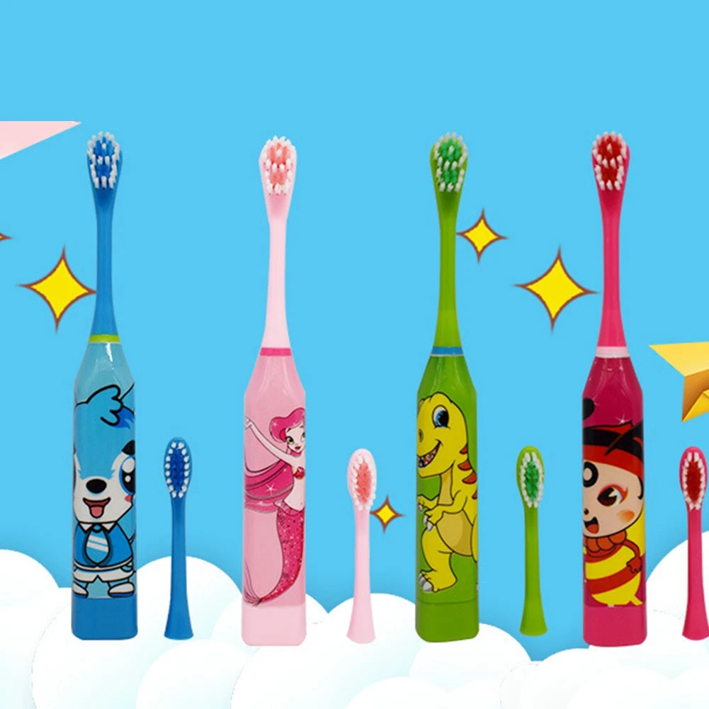 עבור ילדים סוניק מברשת שיניים חשמלית דפוס קריקטורה עם להחליף את מברשת השיניים הראש קולי מברשת השיניים הירוקה