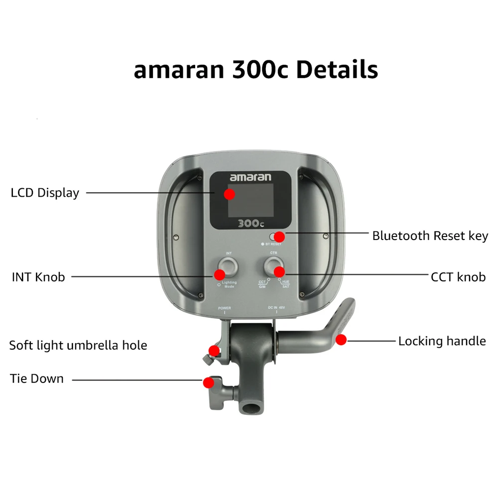 Aputure Amaran 300C RGB צבע מלא אור LED וידאו,300W דו-צבע 2500K-7500K בואן הר רציפה אור Bluetooth בקרת יישום