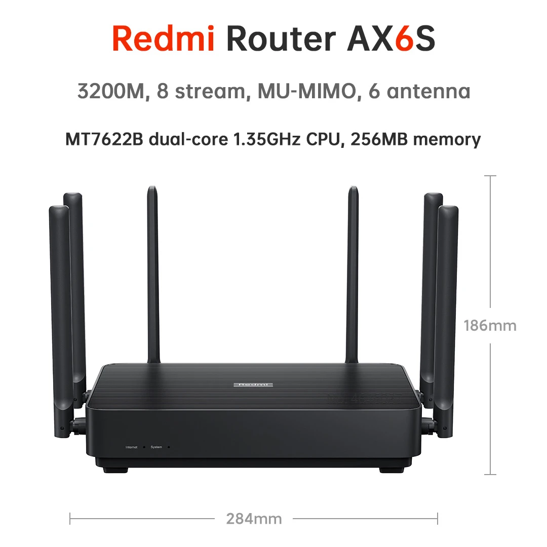 Xiaomi Redmi Ax6s Wifi 6 נתב 3200 Mbps 2,4/5 GHz כפול תדר MIMO-OFDMA רווח גבוה רשת המסלול MT7622B Dual-core 1.35 ג ' יגה-הרץ ב-CPU