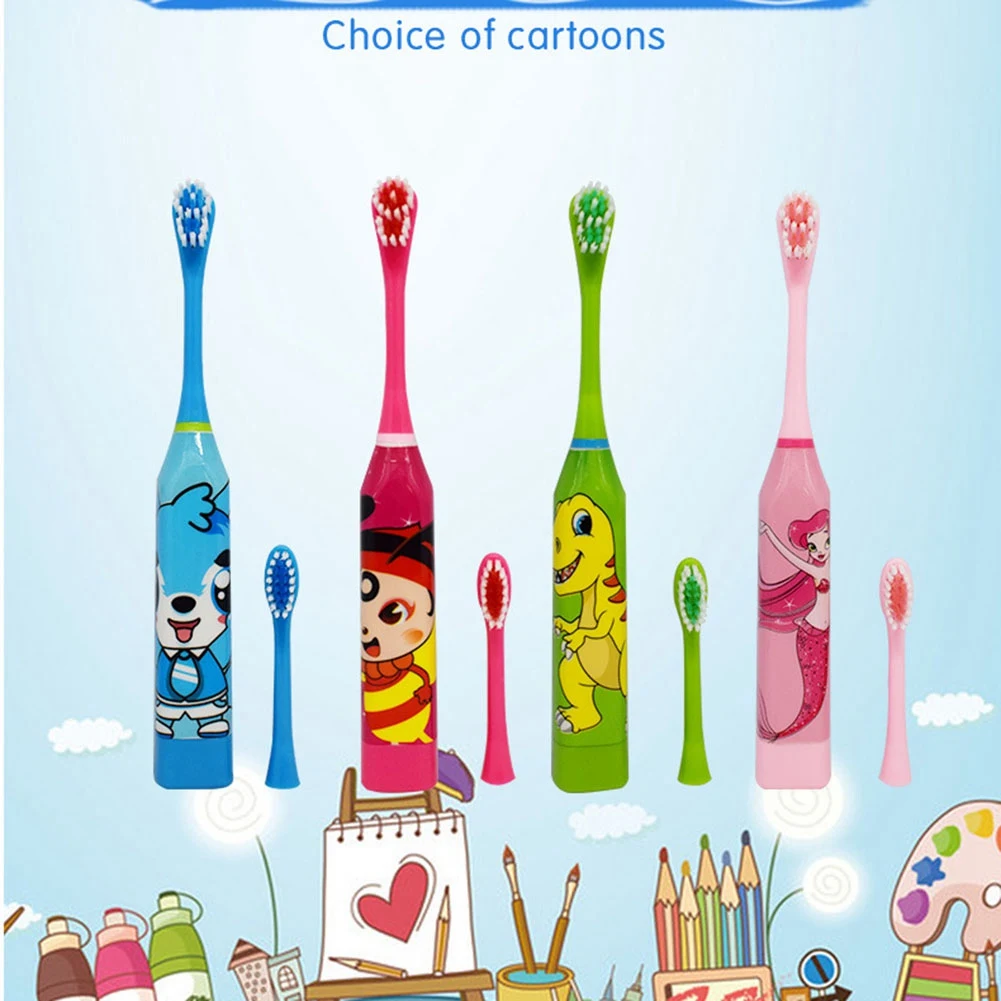 עבור ילדים סוניק מברשת שיניים חשמלית דפוס קריקטורה עם להחליף את מברשת השיניים הראש קולי מברשת השיניים הירוקה