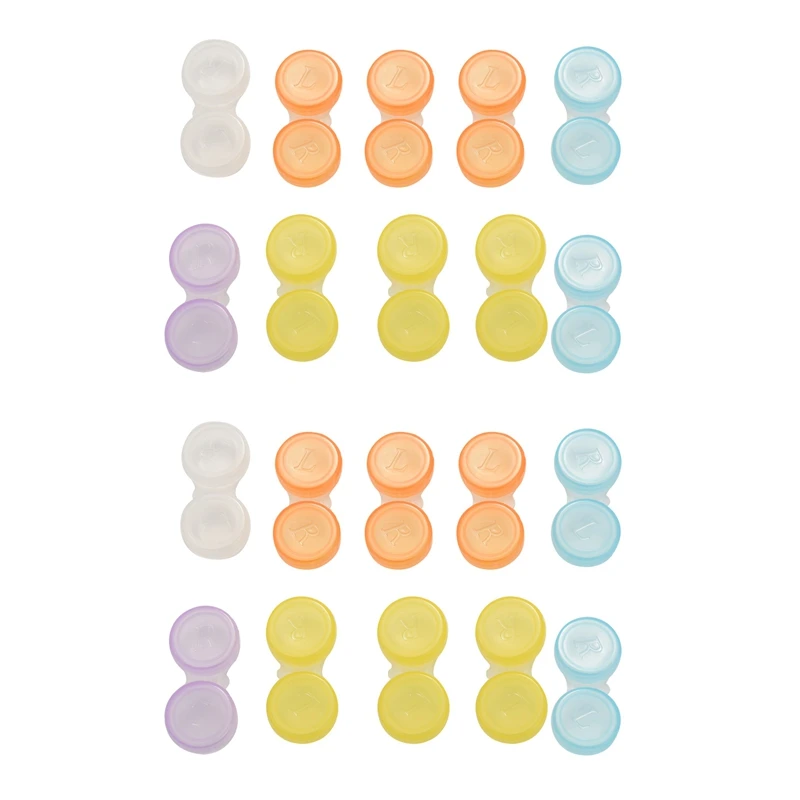 20 X עדשות מגע המקרים - צבע מקודד L ו-R השריית תיקים אחסון, צבע אקראי (ססגוניות)