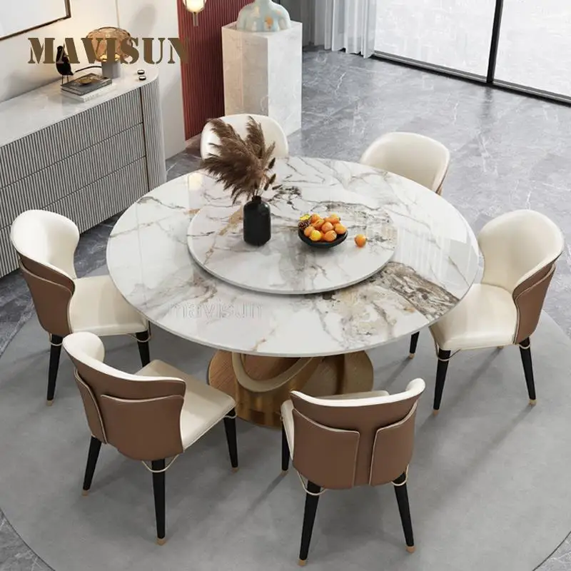 מתון יוקרה בהיר רוק לוח שולחן אוכל עם הפטיפון רב תכליתי משק הבית שולחן כיסא שילוב רהיטים