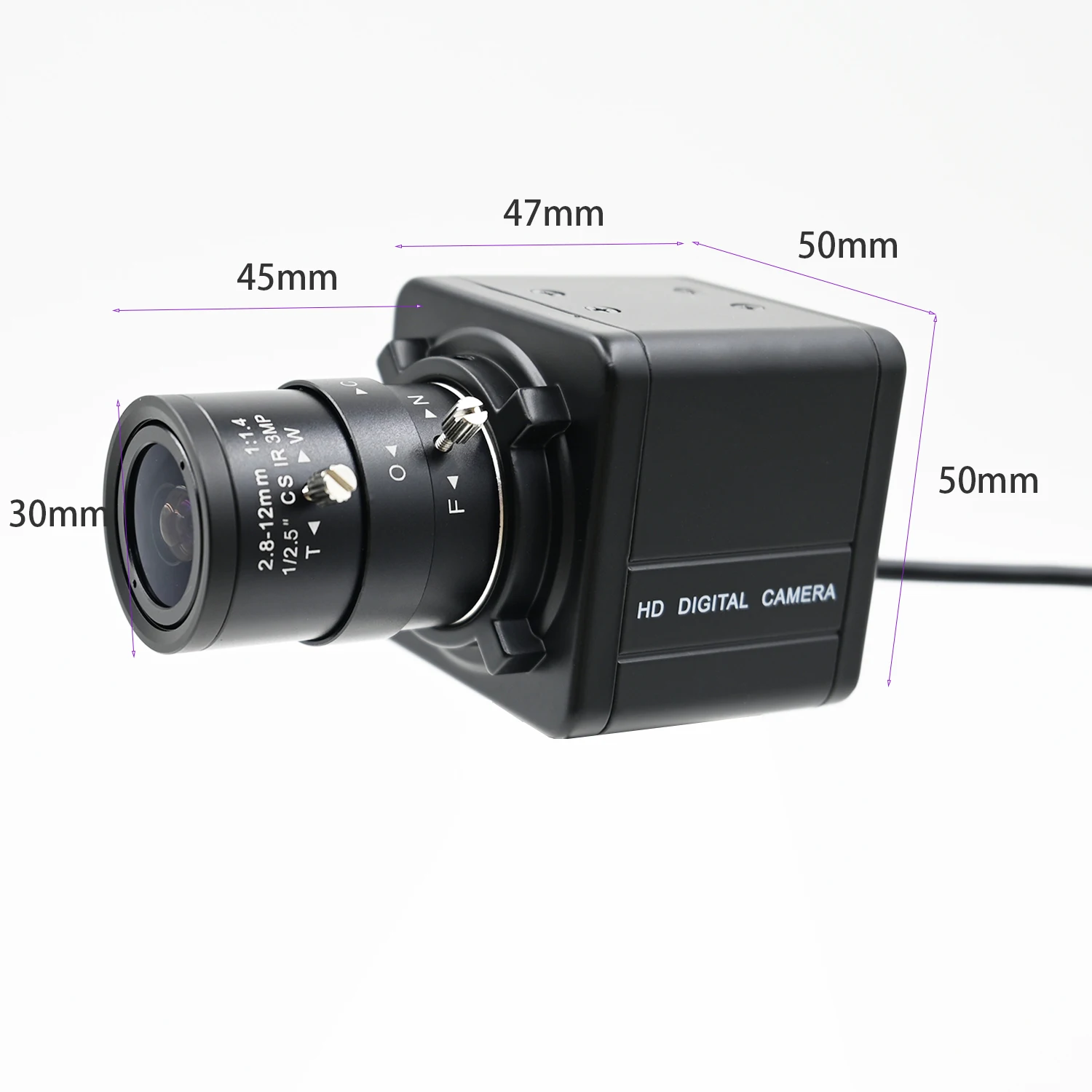 5MP מצלמת USB HD WDR דינמי רחב מיני קופסא עם מצלמת 5-50mm 2.8-12mm Varifocal CS העדשה PS5520 30fps 2592x1944, שידור חי