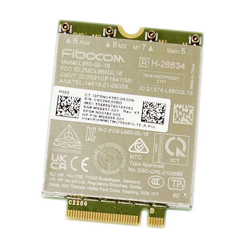 Fibocom L860-GL-16 LTE CAT16 מודול עבור 4G 5G מודול L860-GL M52040-005 מודם 4G m2 NGFF 4PCS אנטנה