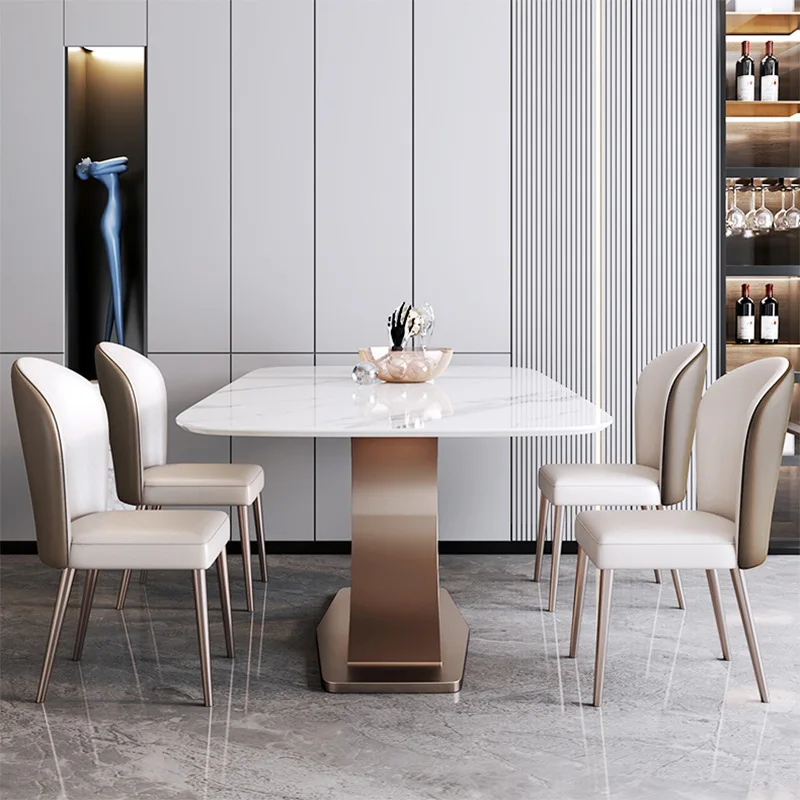 לוח האוכל TableItalian אור מעצב יוקרתי מלון בית קטן, דירה מודרנית, מלבנית פשוטה שולחן אוכל, כיסא המסרק