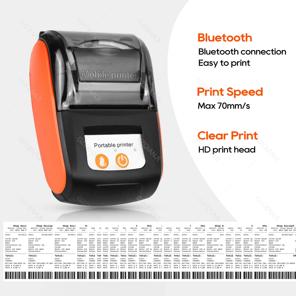 מיני 58mm נייר נייד בכיס מדפסת ניידת Bluetooth Inkless אלחוטית קבלת כרטיס ביל לחמניות מכונת תמיכה עבור אנדרואיד