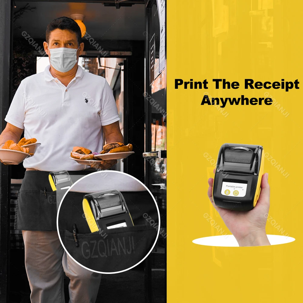 מיני 58mm נייר נייד בכיס מדפסת ניידת Bluetooth Inkless אלחוטית קבלת כרטיס ביל לחמניות מכונת תמיכה עבור אנדרואיד