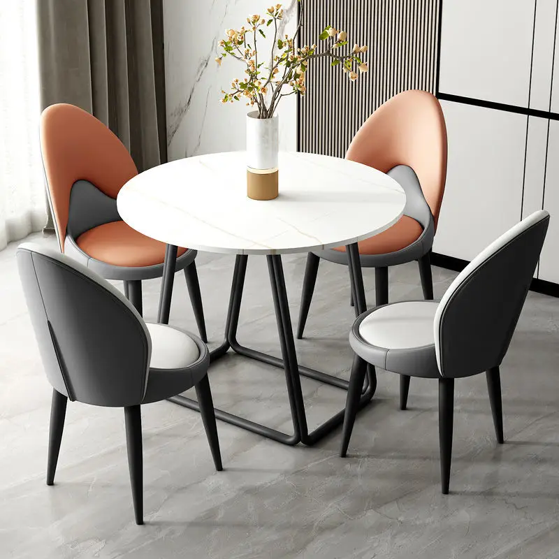 פנאי סביב האוכל הכיסא חיצוני מודרני שולחן המשא ומתן כיסא מעור מעצב שולחן רוק יוקרה צלחת גן שולחן צואה