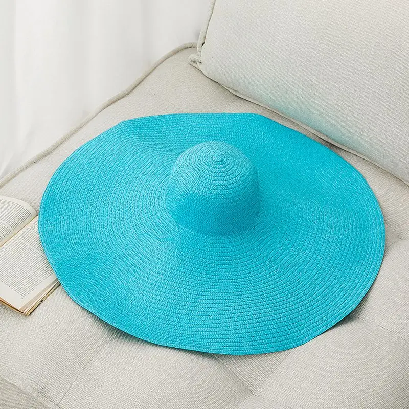 גדול ברים, מסיבות חוף מוצק צבע הגנה מפני השמש נשים מתקפל חוף כובע קיץ אופנתי רחב שוליים, כובע הקש נשים כובע
