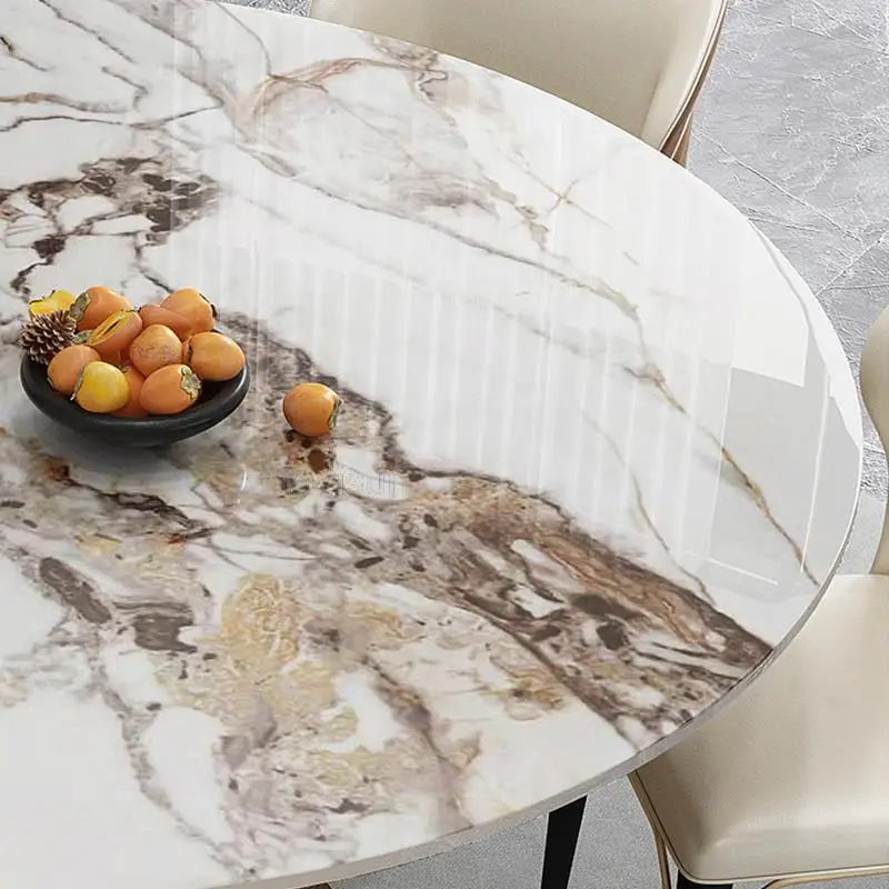 מתון יוקרה בהיר רוק לוח שולחן אוכל עם הפטיפון רב תכליתי משק הבית שולחן כיסא שילוב רהיטים