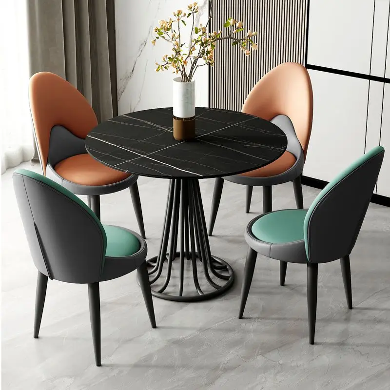 פנאי סביב האוכל הכיסא חיצוני מודרני שולחן המשא ומתן כיסא מעור מעצב שולחן רוק יוקרה צלחת גן שולחן צואה